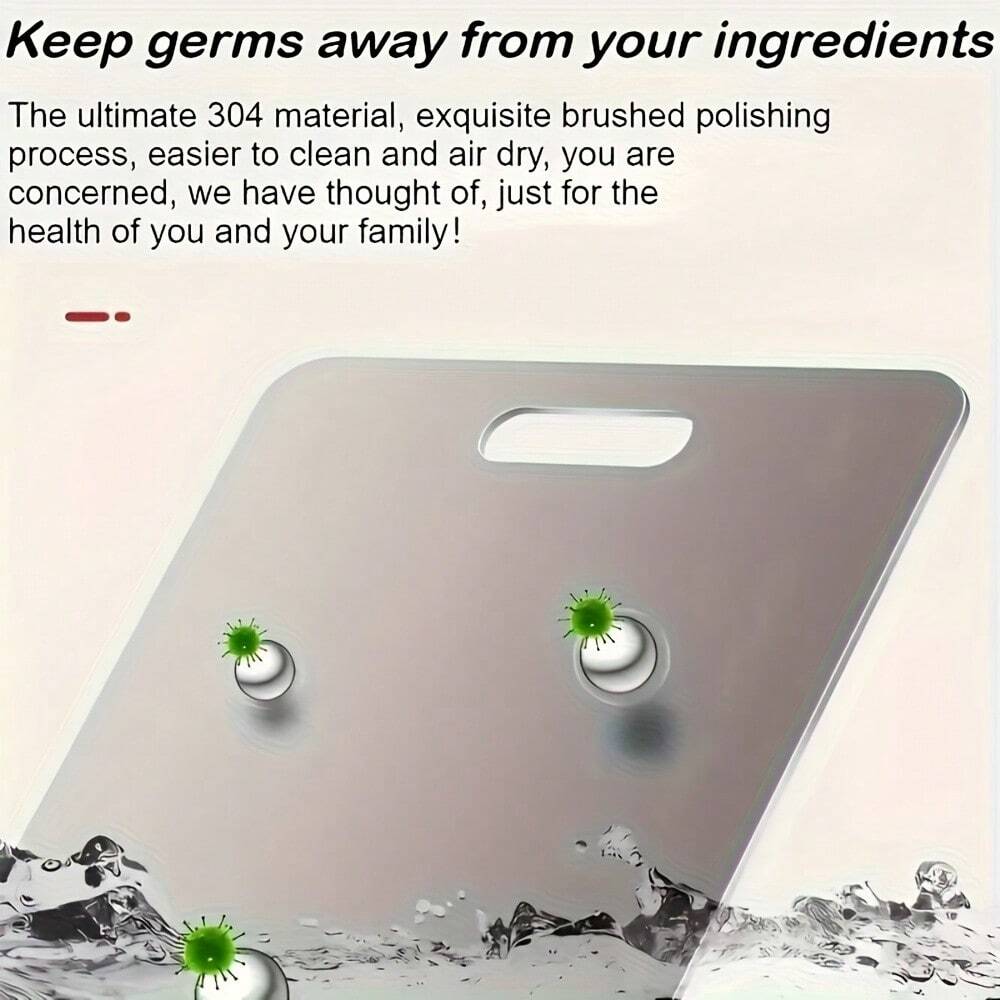 1pc Double-Sided Stainless Steel Cutting Board – Rustproof, Easy to Clean, Space-Saving, 9.8x5.9in for Meat, Veggies & Outdoor Use