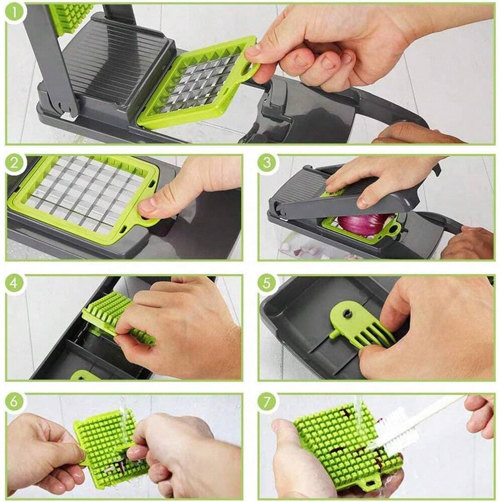 16PC Multi-Function Kitchen Set – Vegetable Chopper, Grater & Shredder, Space-Saving & Dishwasher Safe