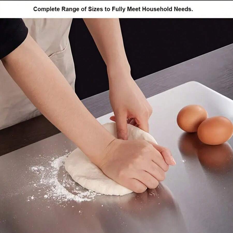 1pc Double-Sided Stainless Steel Cutting Board – Rustproof, Easy to Clean, Space-Saving, 9.8x5.9in for Meat, Veggies & Outdoor Use