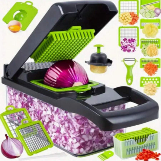 16PC Multi-Function Kitchen Set – Vegetable Chopper, Grater & Shredder, Space-Saving & Dishwasher Safe